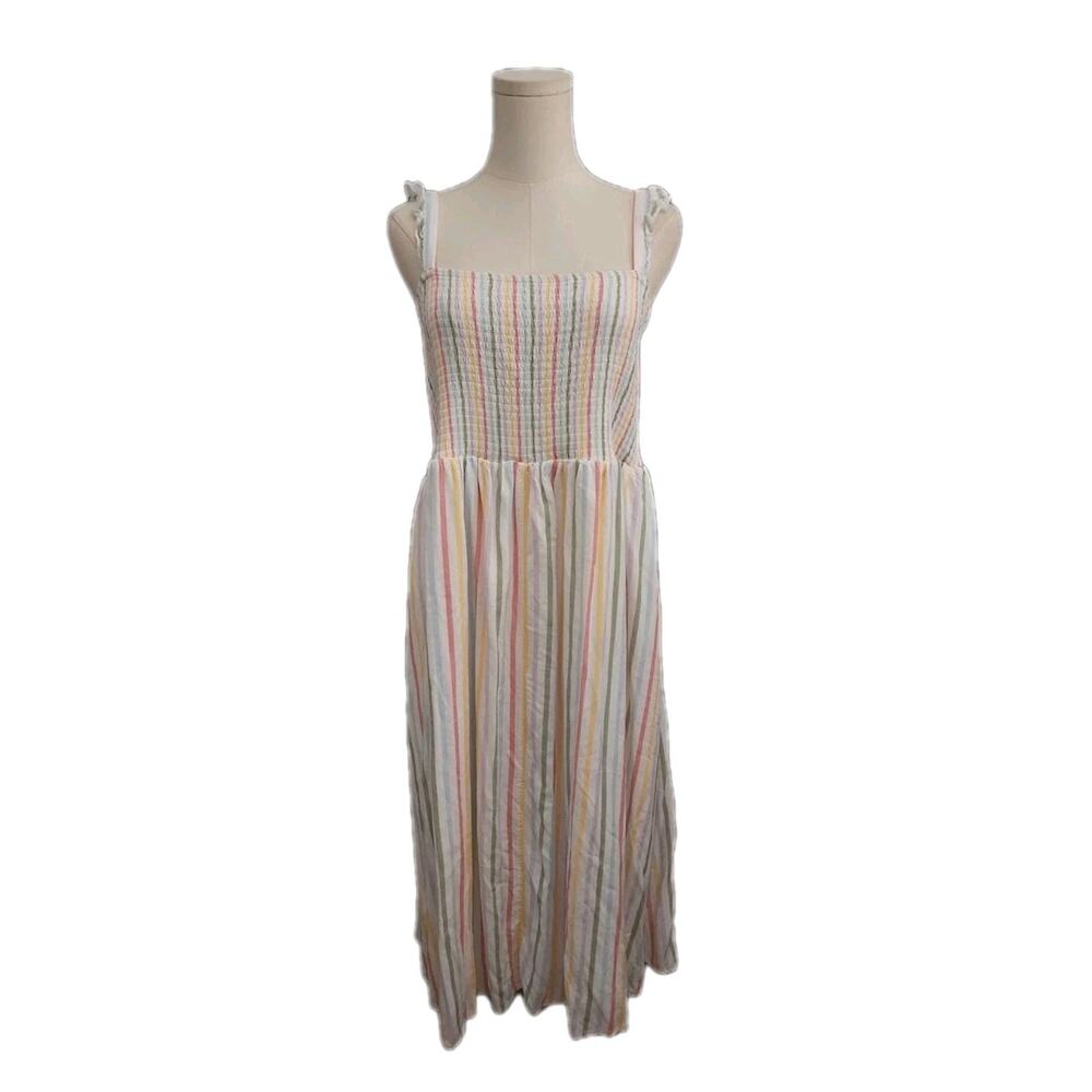 TORRID Challis Smocked Tiered Dress White Multicolor Striped Boho MIDI Size 4X - Picture 4 of 9